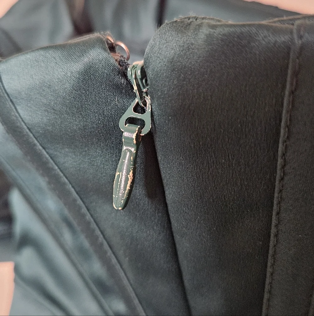 House Of CB Loretta Emerald Green Satin Off Shoulder Dress - Picture 9 of 10